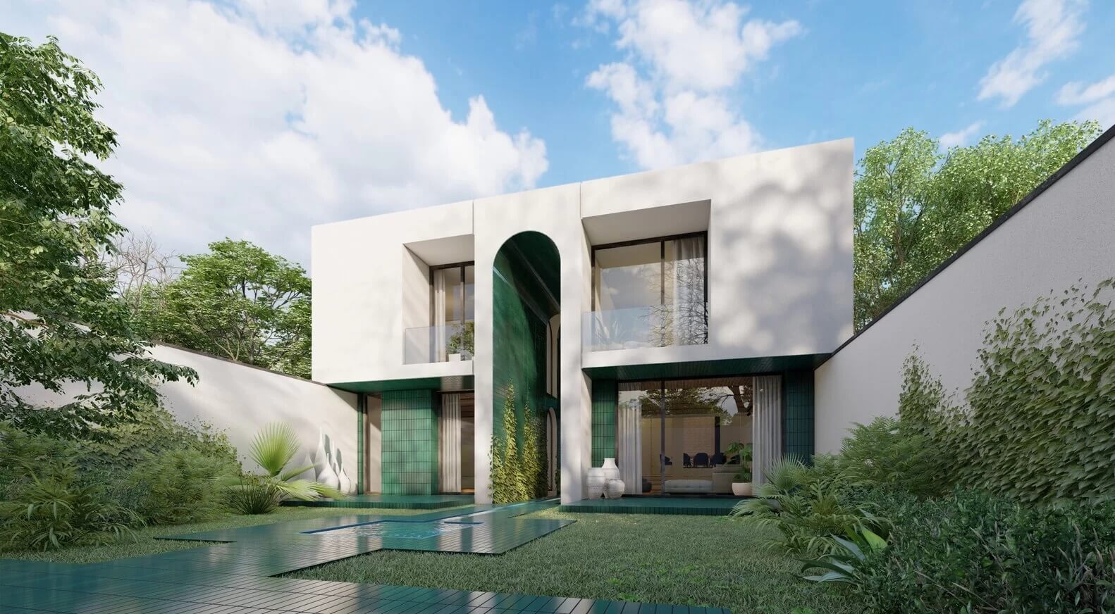 Đặc trưng của biệt thự vườn là bốn mặt tiền đề giáp với thiên nhiên