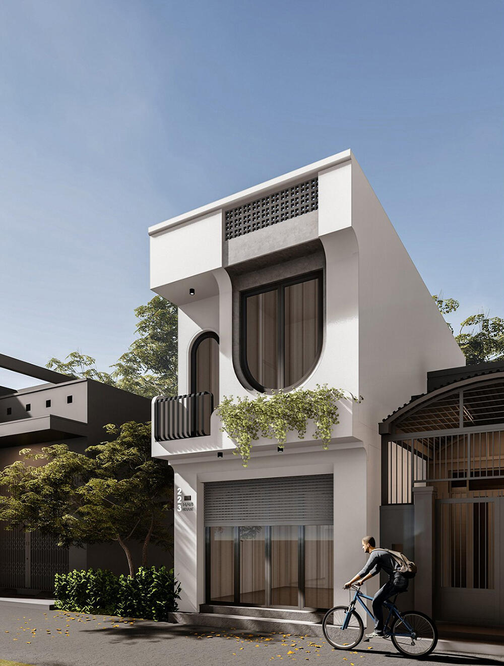 Mẫu nhà phố đẹp 2 tầng hiện đại tối giản