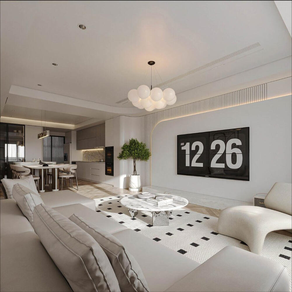 Không gian được thiết kế tối giản với tone trắng chủ đạo