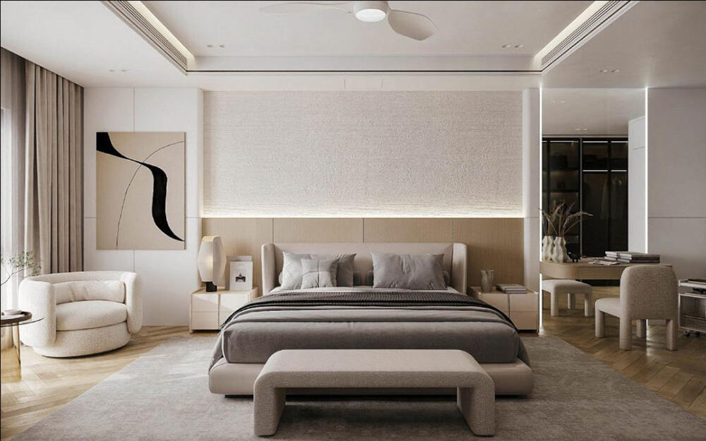 Phòng ngủ được thiết kế tối giản mang đến đến một không gian yên bình