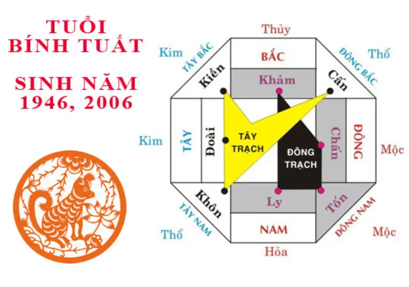 Hướng nhà tuổi bính tuất - Xác định mệnh và cung tuổi Bính Tuất