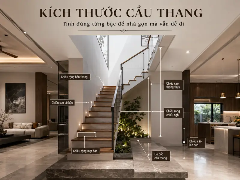Kích thước chiều cao bậc cầu thang theo thước lỗ ban - Công thức tính chiều cao bậc