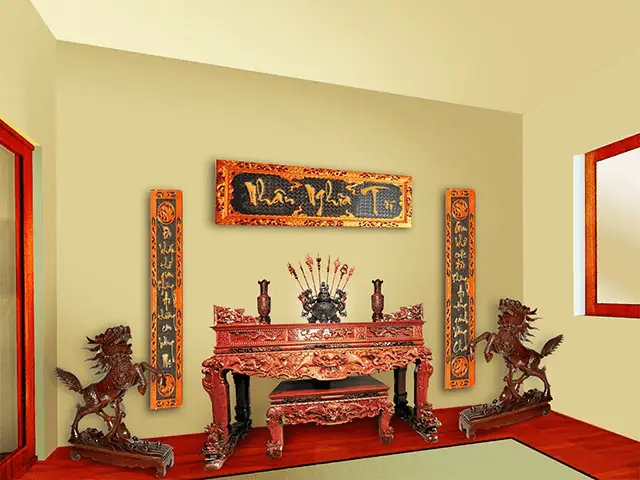 Màu Sơn Phòng Thờ Hợp Phong Thủy 2026 3 Phối màu sơn phòng thờ theo không gian, nội thất