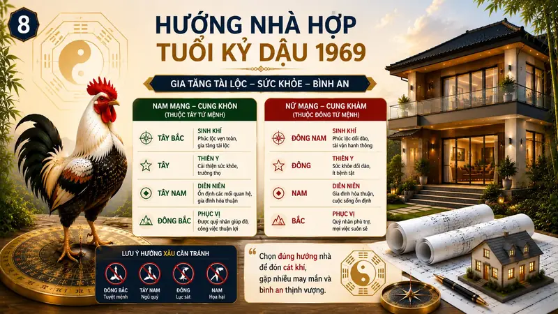 Sinh Năm 1969 Hợp Hướng Nhà Nào Để Gia Đạo Hưng Vượng 1 Sinh năm 1969 hợp hướng nhà nào - Tổng quan tuổi Kỷ Dậu 1969