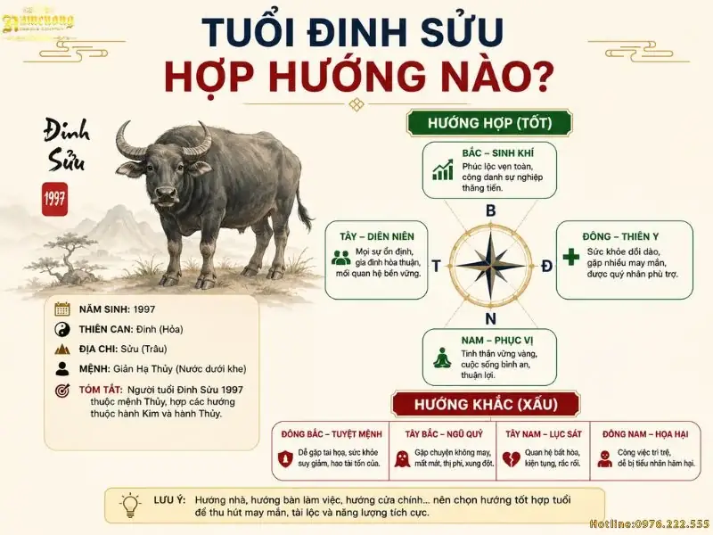 Tuổi Đinh Sửu (1997) Hợp Hướng Nhà Nào Nhất Để Vượng Khí, Tài Lộc? 4 Tối Ưu Phong Thủy Nhà Ở Tuổi 1997 - sinh năm 1997 hợp hướng nhà nào bố trí nội thất phòng khách hợp phong thủy cho người mệnh Mộc tuổi Đinh Sửu