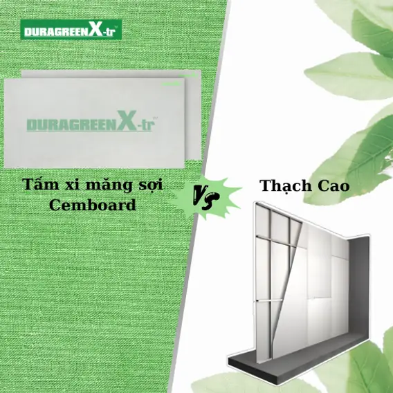 Thạch cao và tấm cemboard khác nhau - Bảng so sánh chi tiết: Thạch cao vs Cemboard