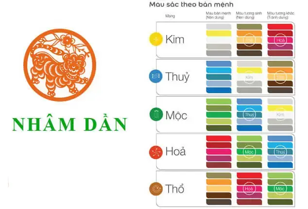 Tuổi dần hợp màu gì - Màu sắc hợp và kỵ theo từng mệnh tuổi Dần